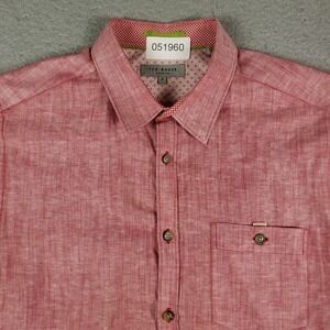 Ted Baker London Shirt Mens Size 3 Red Casual Button Up Short Sleeve